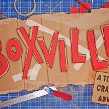Boxville theatre show title treatment, a time travel craft-a-long adventure